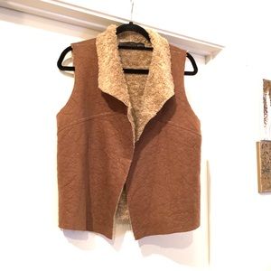 Zara Shearling Lined Vest/Collar w/Faux Suede